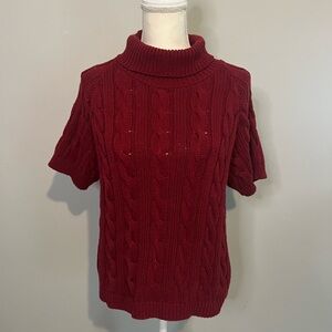 American Knitworks Cable Knit Turtleneck‎ Shortsleeved  Sweater Size Medium